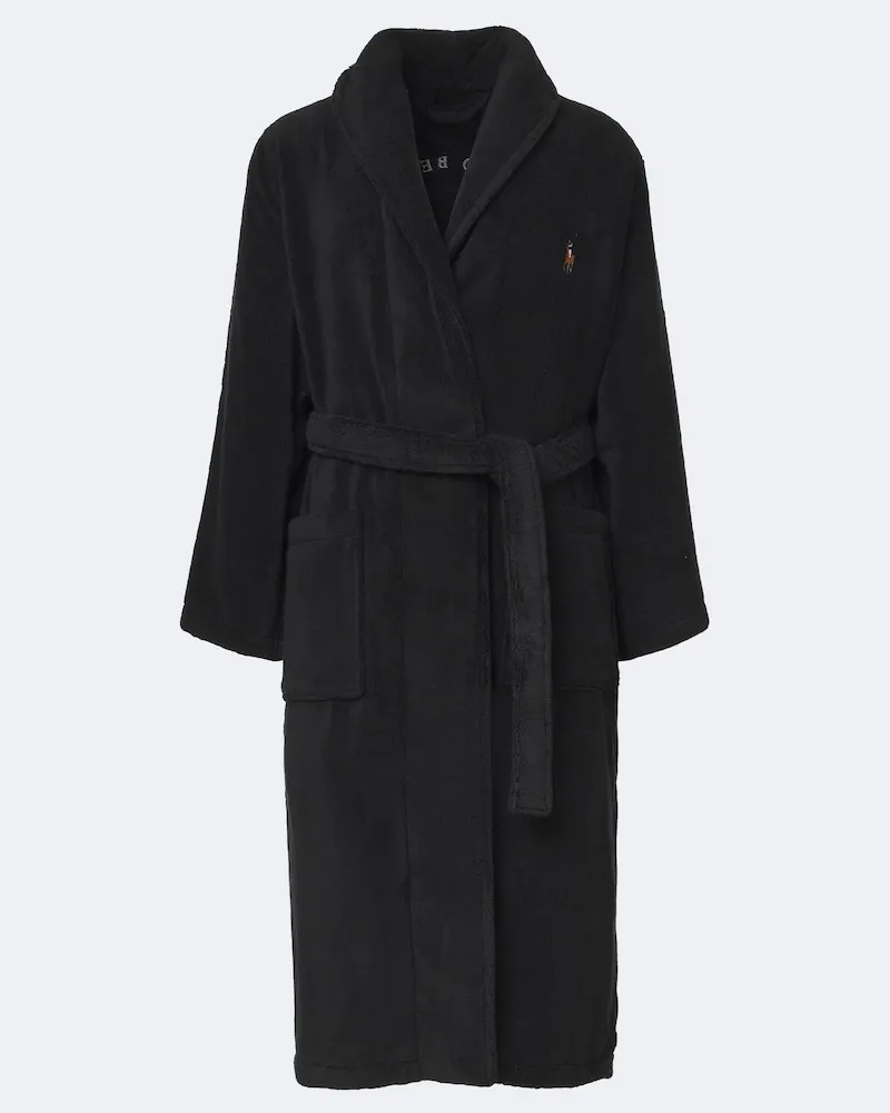 Ralph Lauren Bademantel Polo Bear aus Frottee Schwarz