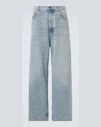 Balenciaga High-Rise Wide-Leg Jeans Blau