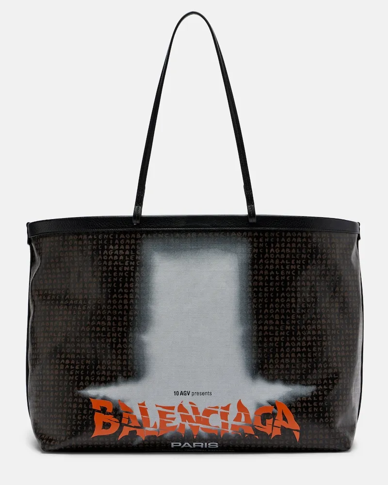 Balenciaga Tote Bag Snob Large aus Canvas mit Leder Braun