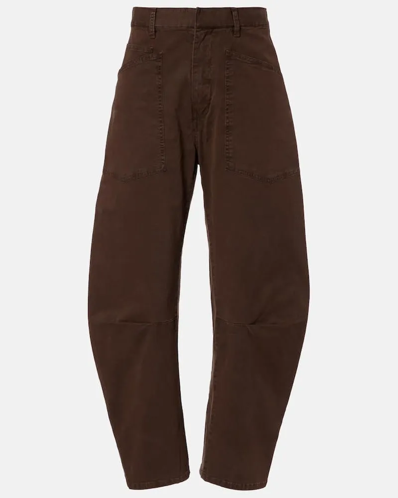 Nili Lotan Barrel-Hose Shon aus Baumwoll-Twill Braun