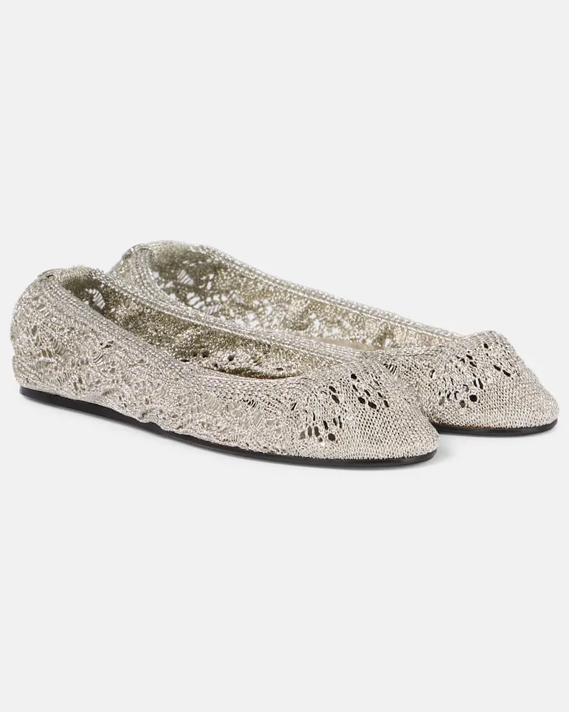 Isabel Marant Ballerinas Belna aus Häkelstrick Silber