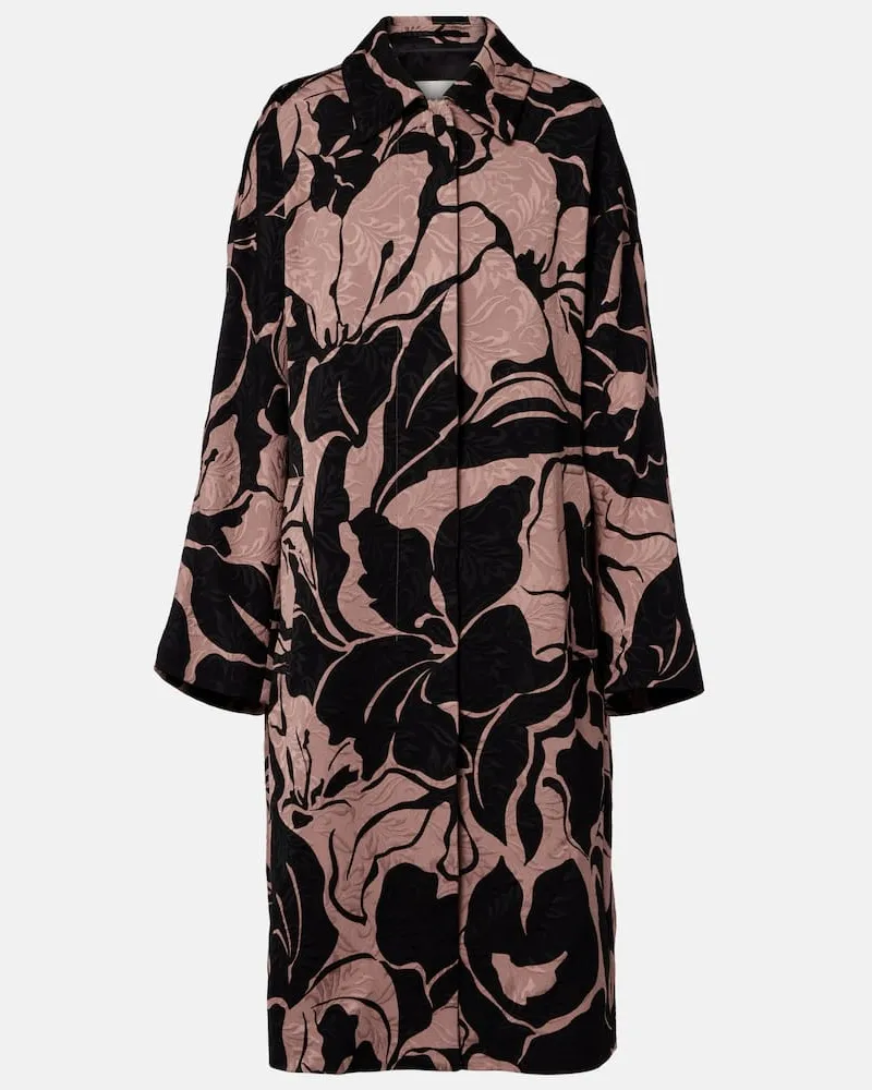 Dries van Noten Bedruckter Mantel Schwarz