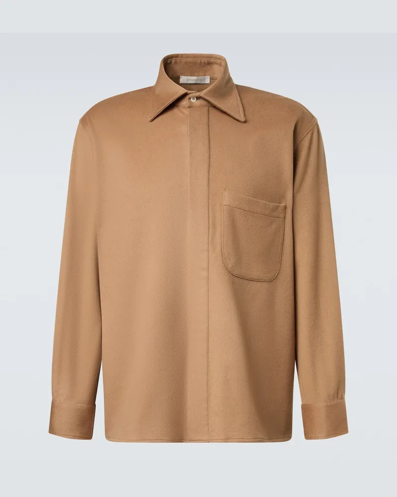 SAMAN AMEL Hemdjacke aus Kaschmir Beige