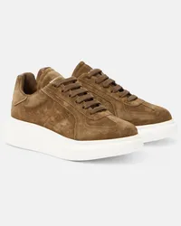 Alexander McQueen Plateau-Sneakers Oversized aus Veloursleder Braun