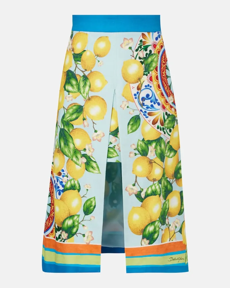 Dolce & Gabbana Bedruckter Midirock aus einem Baumwollgemisch Multicolor