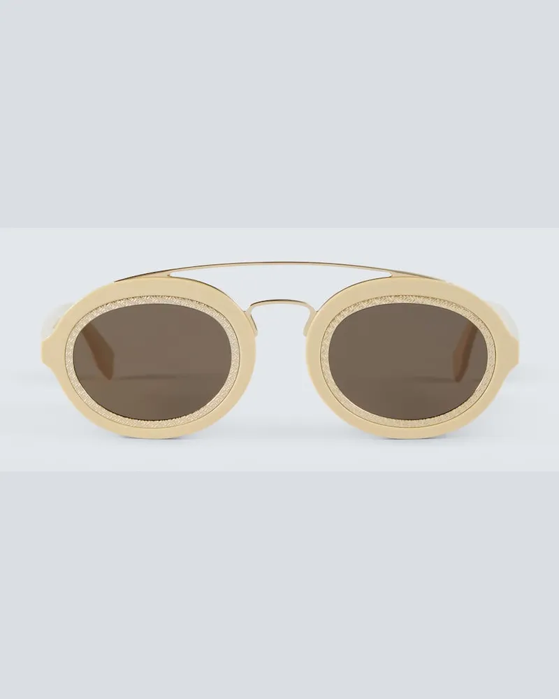 Fendi Ovale Sonnenbrille FF Around Weiß