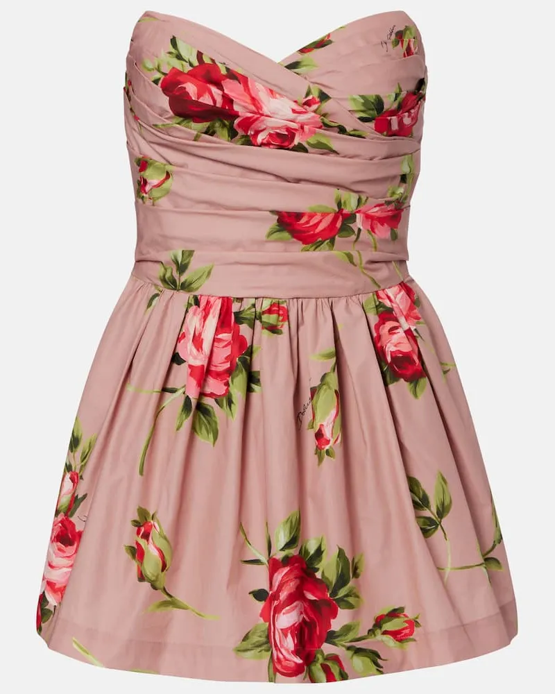 Dolce & Gabbana Bedrucktes Minikleid aus Baumwolle Multicolor