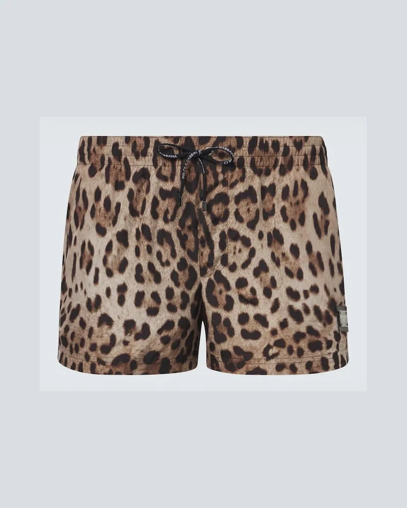 Dolce & Gabbana Bedruckte Badeshorts Braun