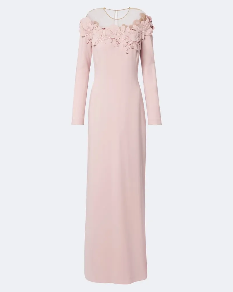 COSTARELLOS Verzierte Robe Zurina aus Crêpe Rosa