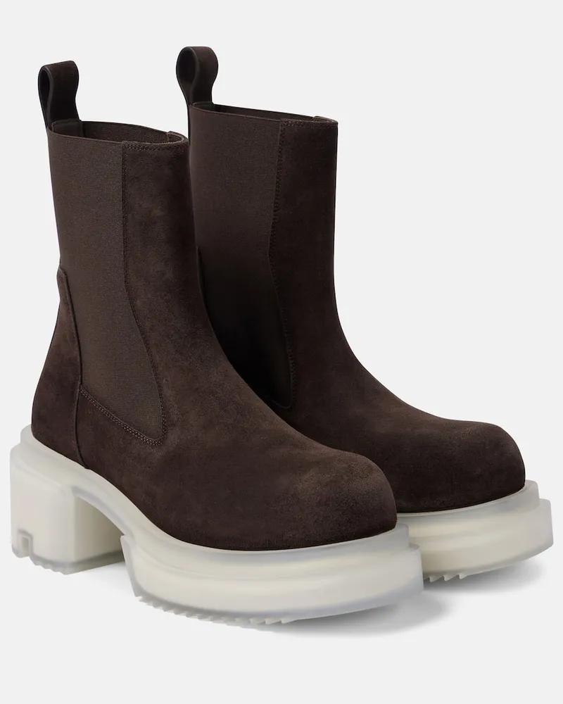Rick Owens Ankle Boots Beatle aus Veloursleder Braun