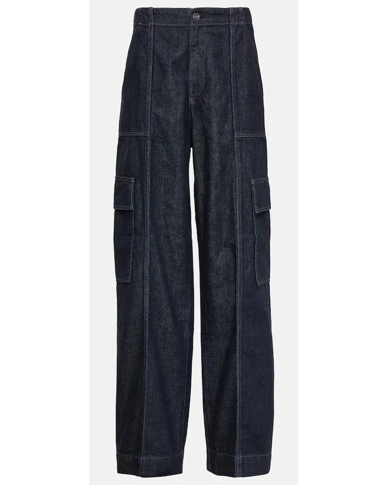 Adriano Goldschmied X EmRata High-Rise Cargo-Jeans Amia Blau