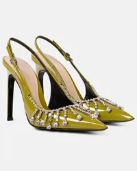 Gucci Verzierte Slingback-Pumps GG aus Lackleder Gruen