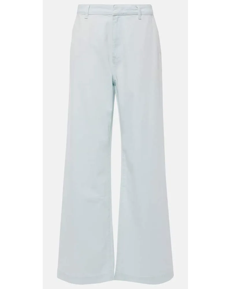 Vince Weite High-Rise-Hose aus Baumwoll-Twill Blau