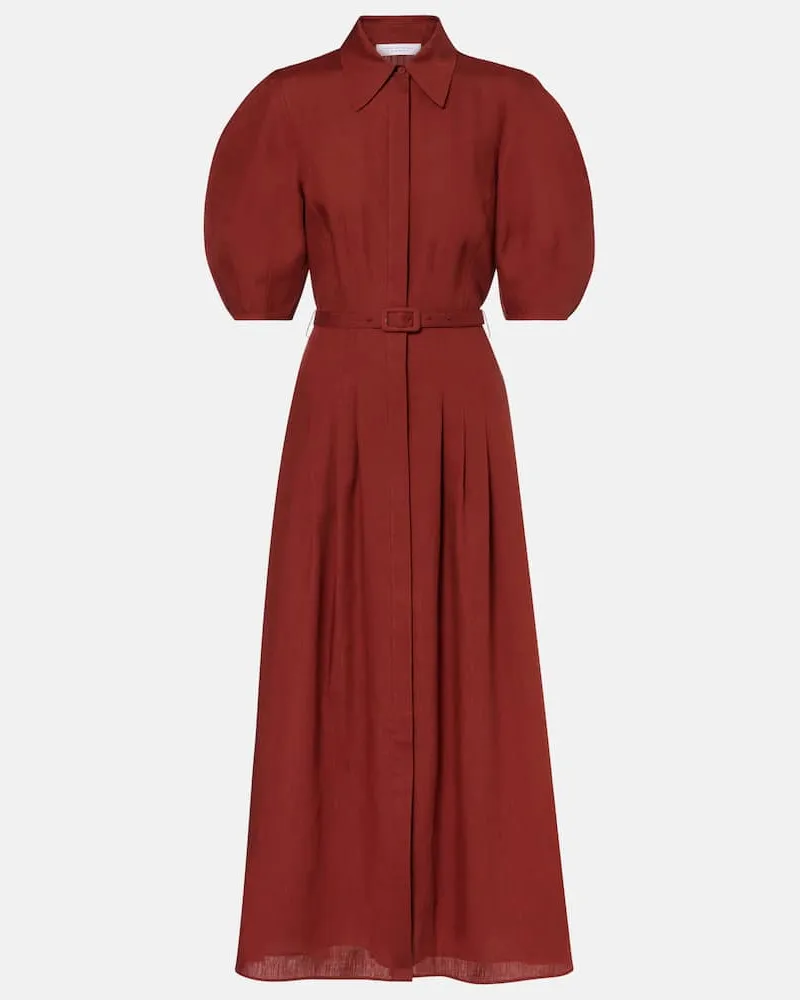 Gabriela Hearst Hemdblusenkleid Maude aus Leinen Rot