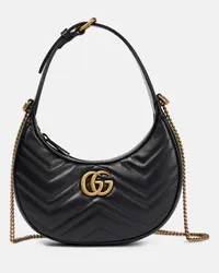 Gucci Schultertasche GG Marmont Mini aus Leder Schwarz