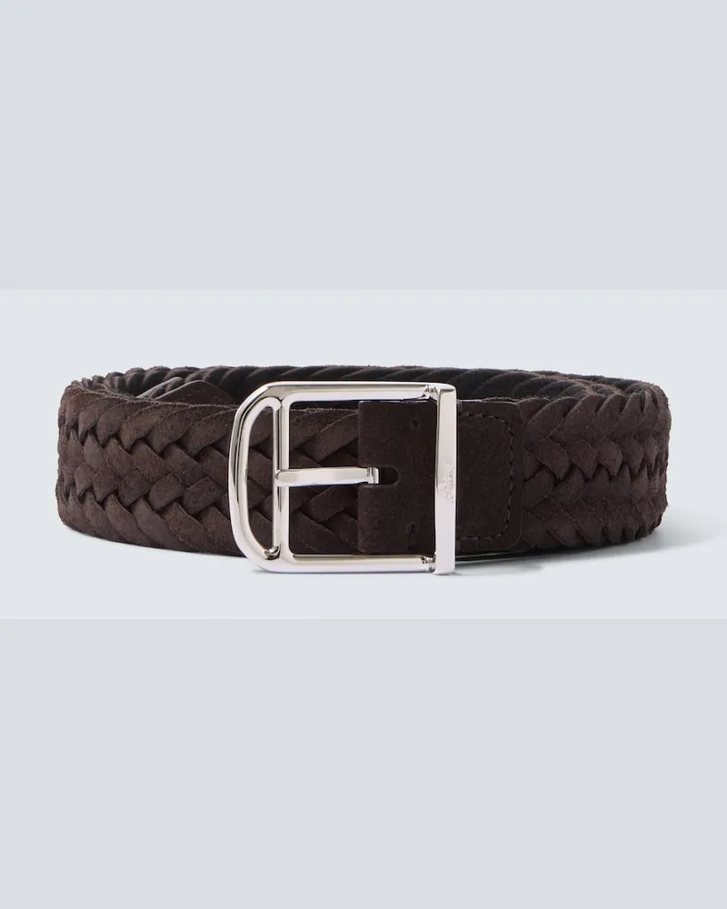 Brioni Gürtel aus Veloursleder Braun