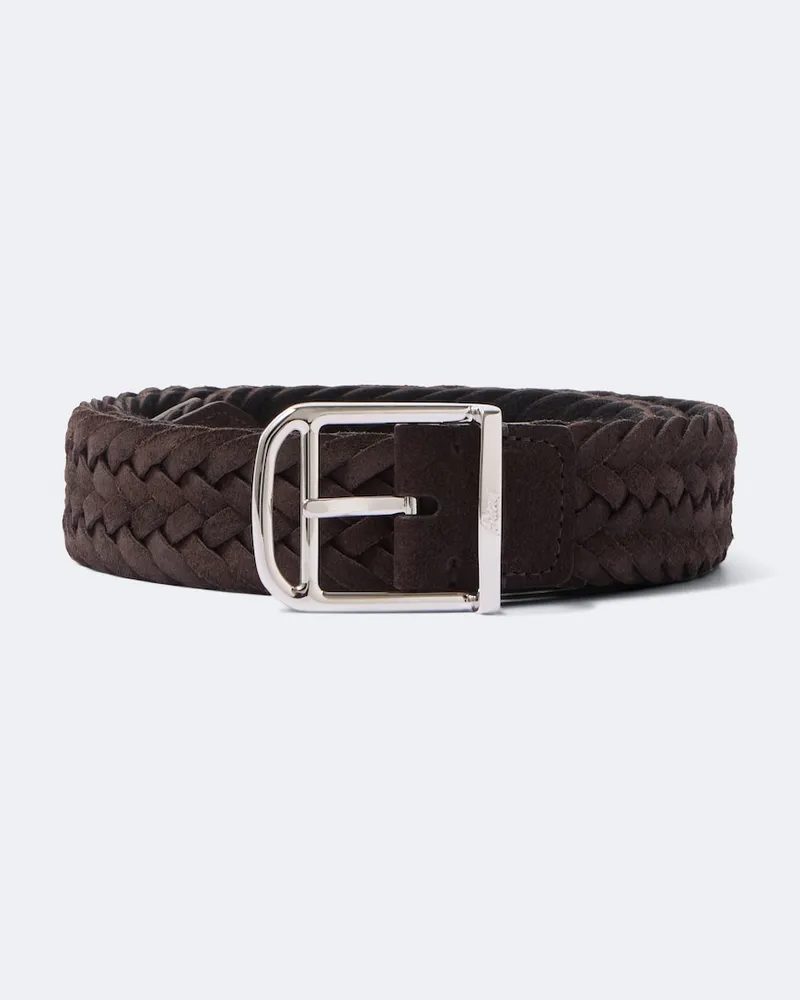 Brioni Gürtel aus Veloursleder Braun