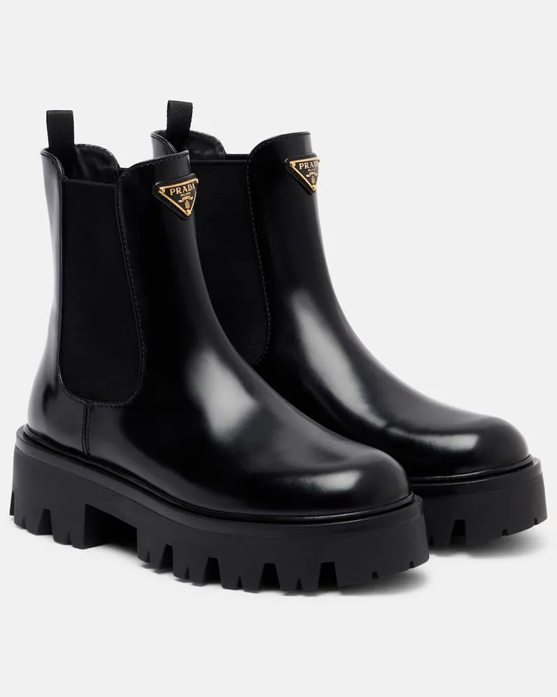 Prada Chelsea Boots 50 aus Leder Schwarz