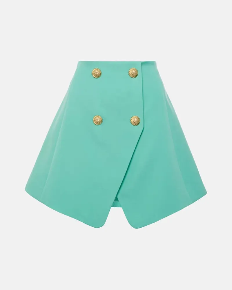 Balmain High-Rise-Minirock aus Wolle Grã¼n