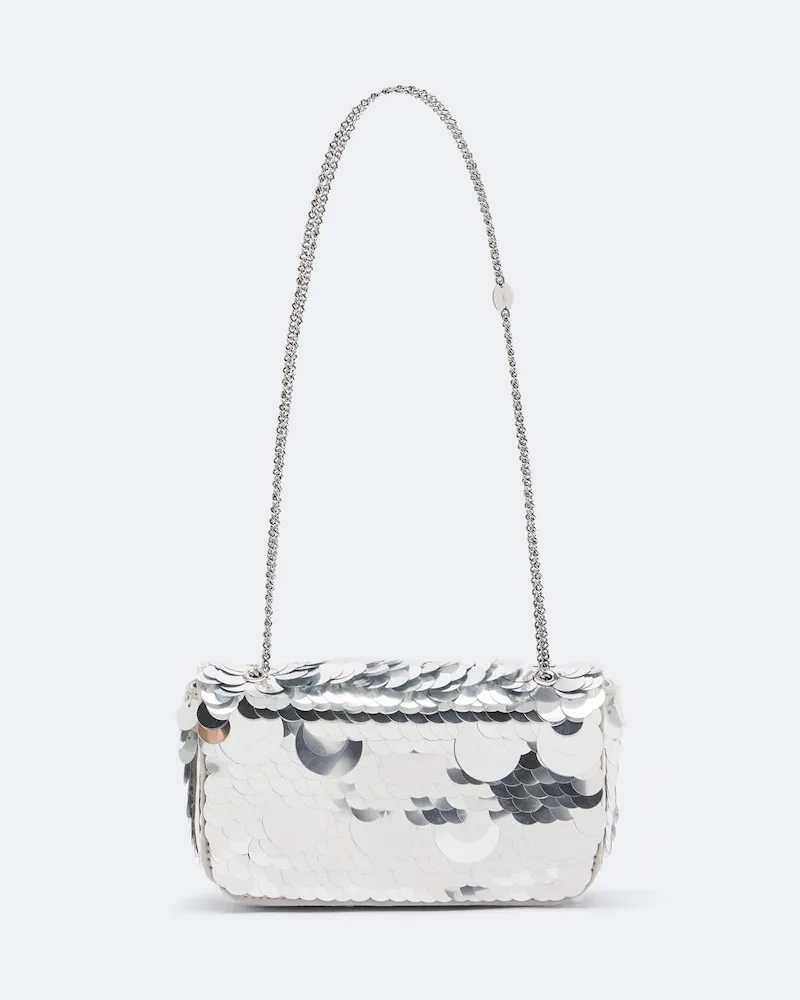 Paco Rabanne Schultertasche Sparkle Mini mit Pailletten Silber