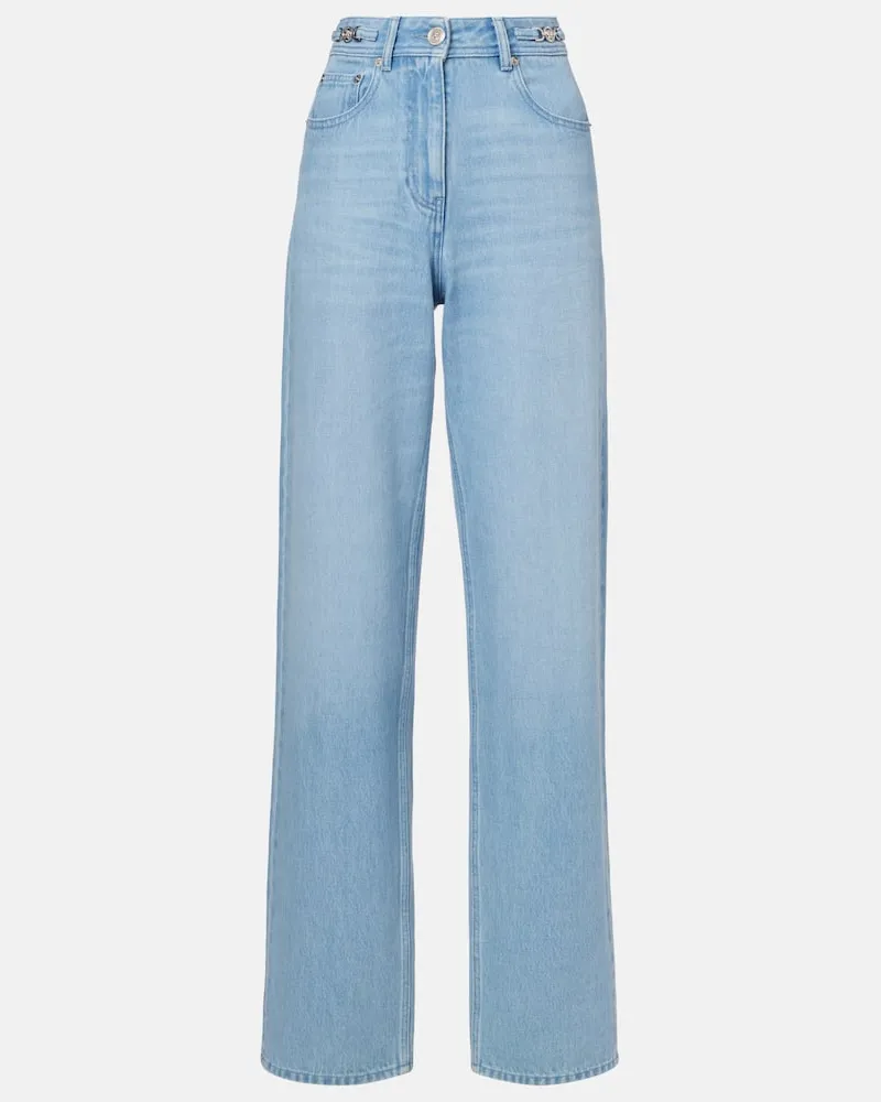 Versace High-Rise Wide-Leg Jeans Blau