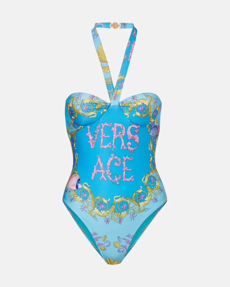 Versace Bedruckter Badeanzug Türkis