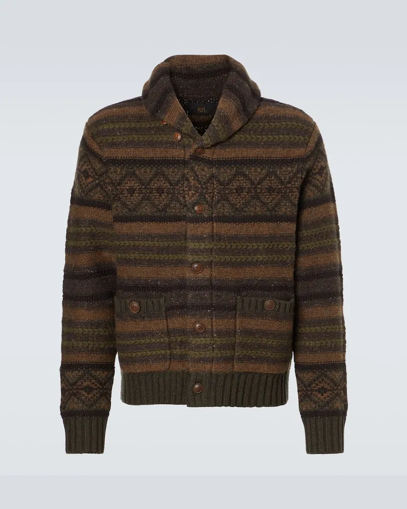 RRL Cardigan aus Wolle und Baumwolle Grün