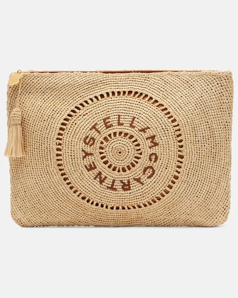Stella McCartney Clutch aus Raffiabast Nude