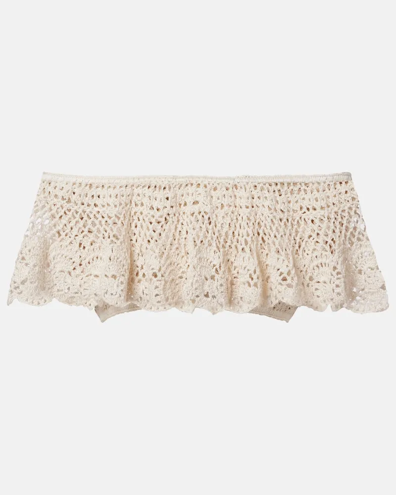 Anna Kosturova Cropped-Top Filigree aus Häkelstrick Beige