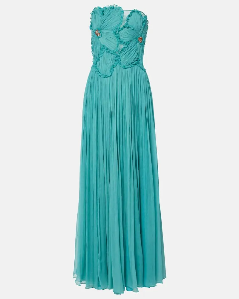 COSTARELLOS Verzierte Robe Adamaris aus Chiffon Blau