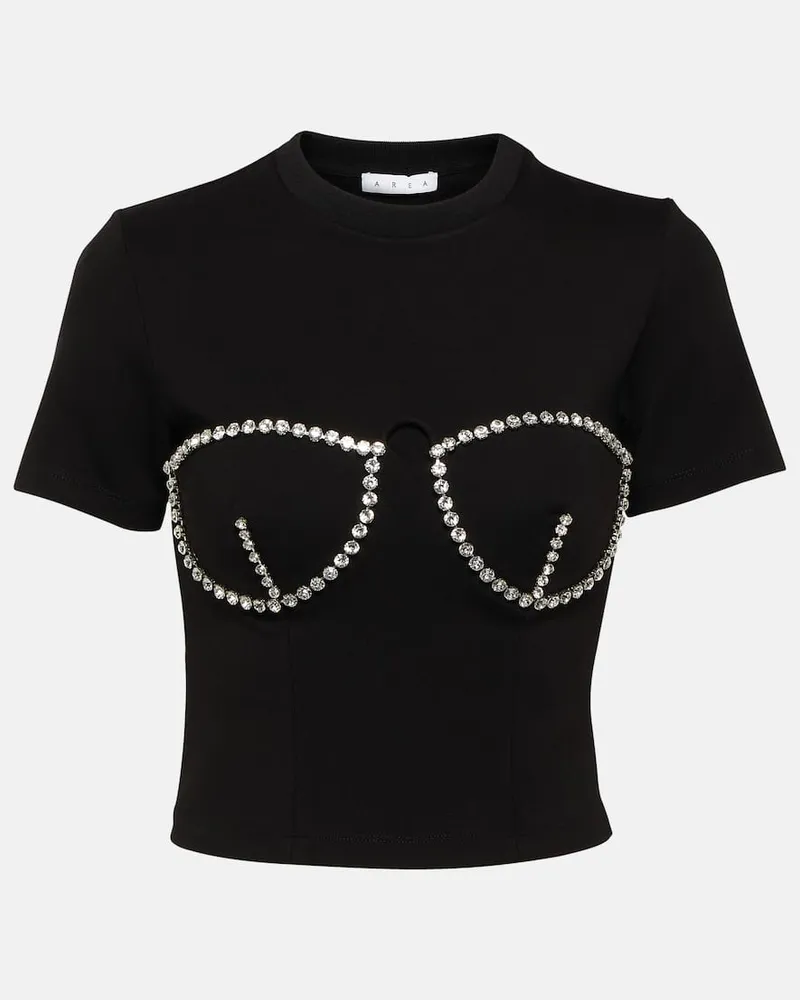 Area Verziertes Cropped-Top Schwarz