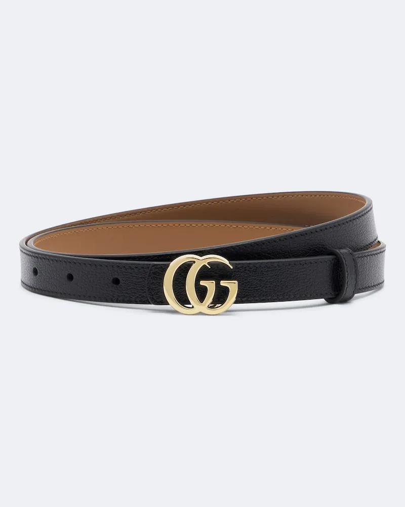 Gucci Wendbarer Gürtel GG Marmont aus Leder Schwarz