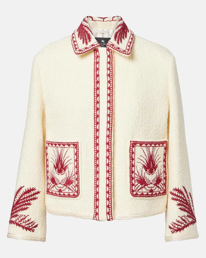 Etro Bestickte Jacke aus Woll-Bouclé Beige