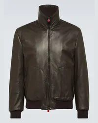 Kiton Lederjacke mit Kaschmir Braun