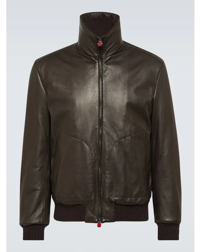 Kiton Lederjacke mit Kaschmir Braun