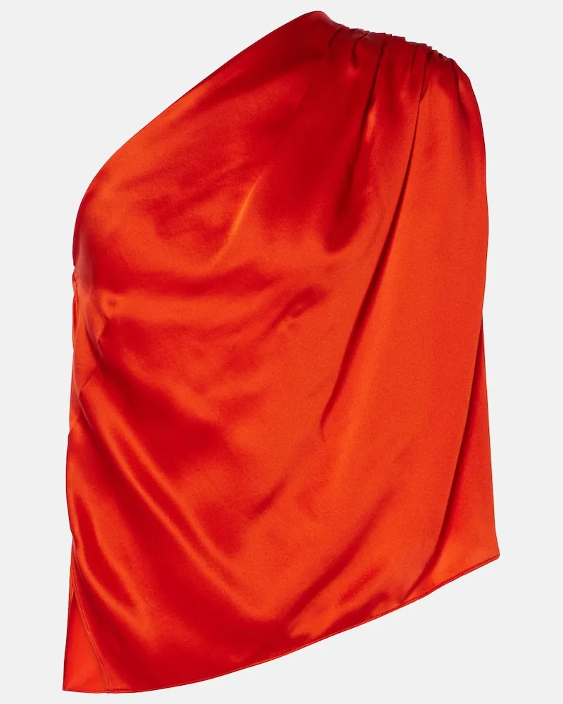 The Sei One-Shoulder-Top aus Seidensatin Rot