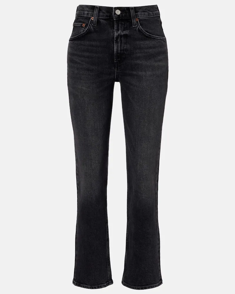 AGOLDE High-Rise Cropped Wide-Leg Jeans Ren Grau