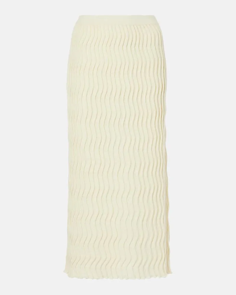 Bottega Veneta Midirock aus Wolle Beige