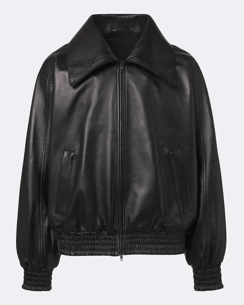 Balenciaga Bomberjacke aus Leder Schwarz