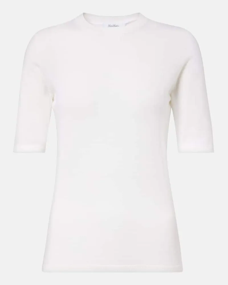 Max Mara Top Gerico aus Schurwolle Weiß