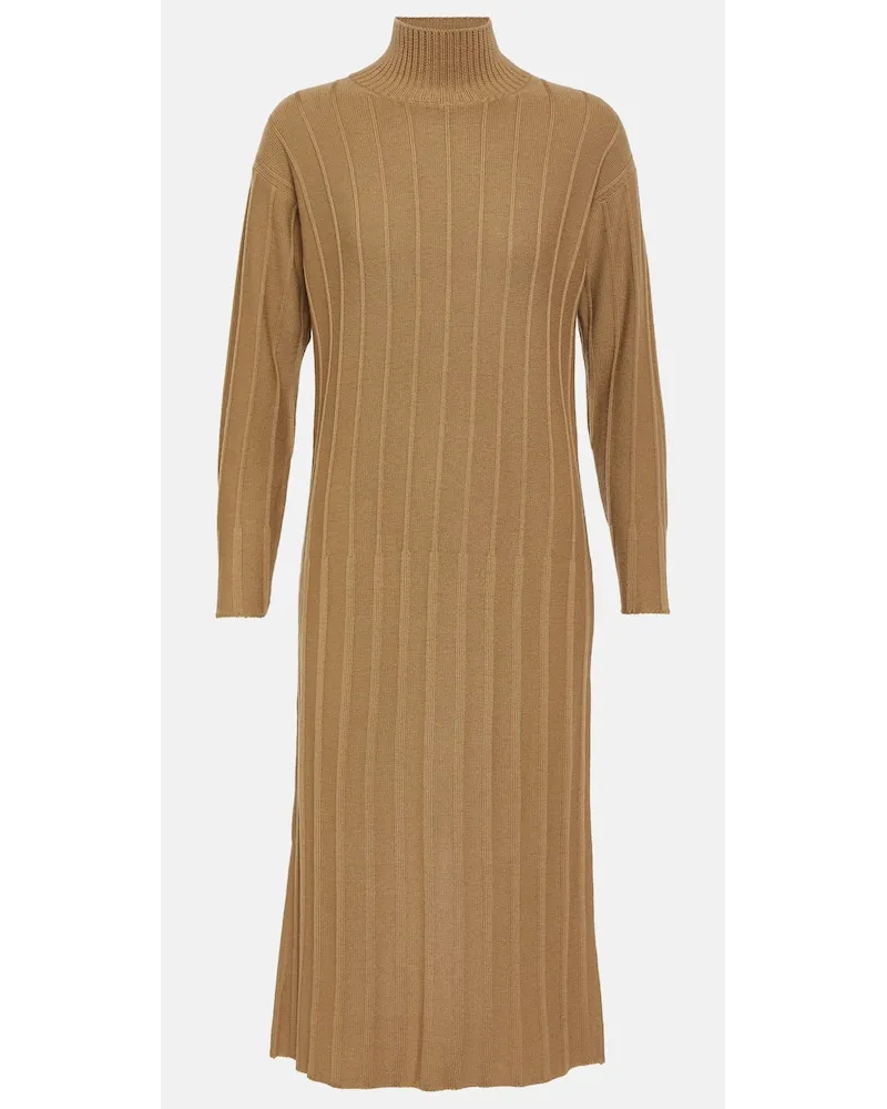 Max Mara Leisure Midikleid Arezzo aus Wolle Beige