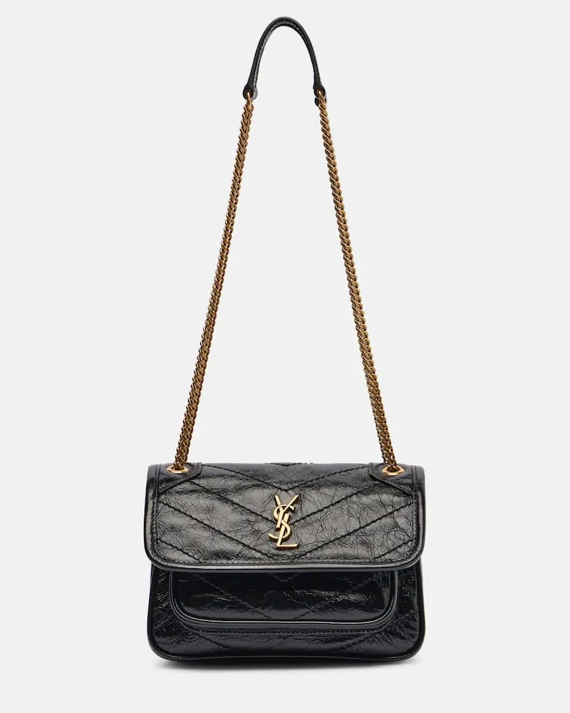 Saint Laurent Schultertasche Niki Mini aus Leder Schwarz