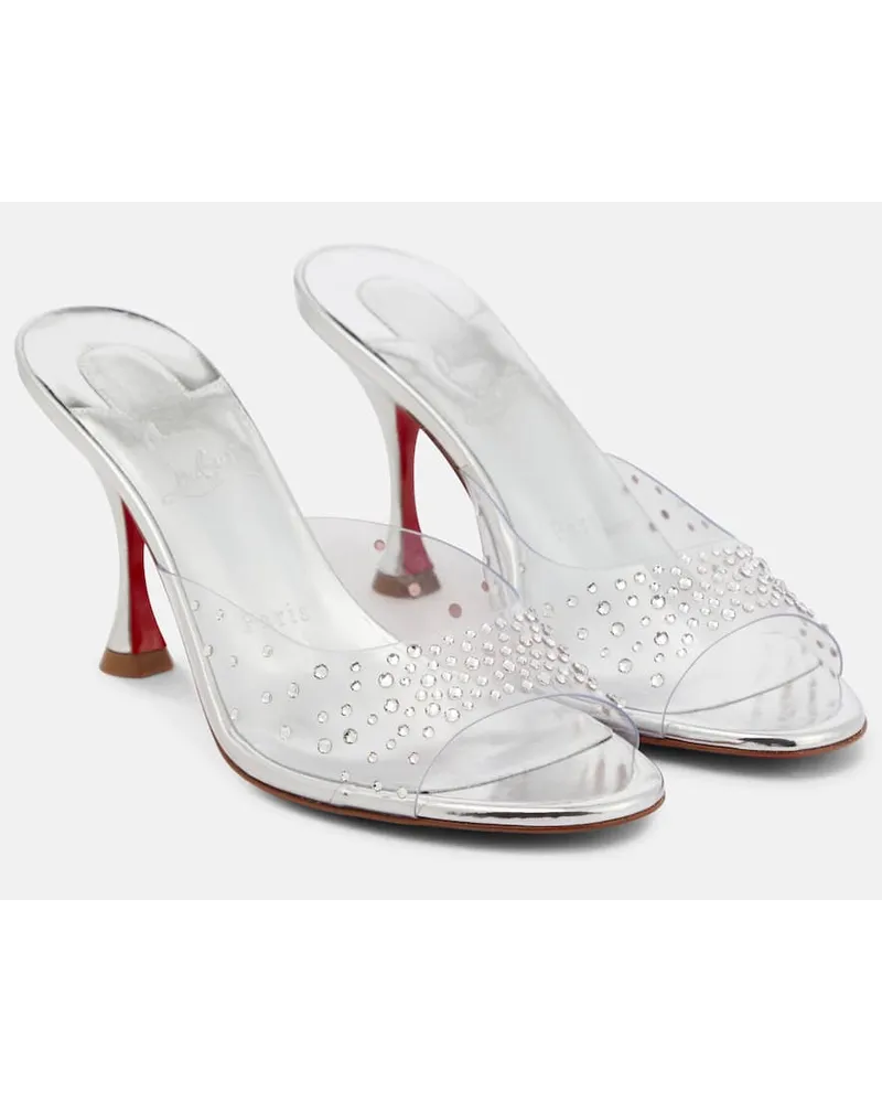 Christian Louboutin Verzierte Pantoletten Degramule 85 Silber