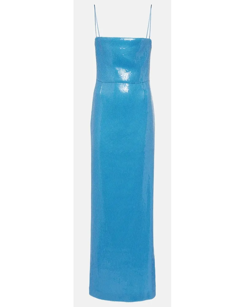 GALVAN Maxikleid Stargaze Bandeau mit Pailletten Blau