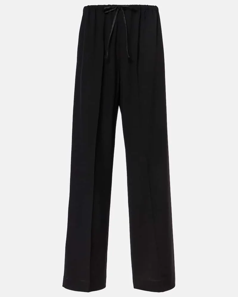 Dries van Noten Gerade Hose aus Wolle Schwarz