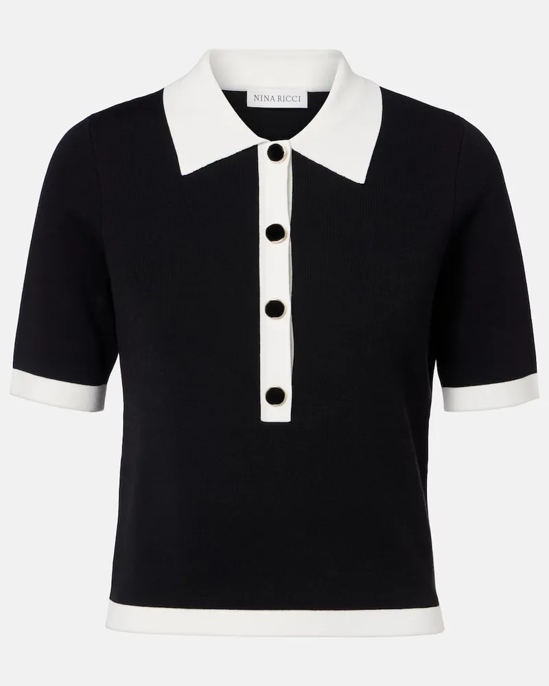 Nina Ricci Polohemd aus Rippstrick Schwarz