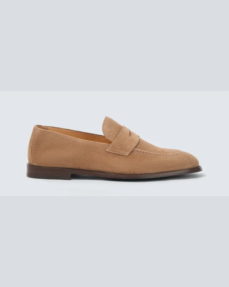 Brunello Cucinelli Loafers aus Veloursleder Beige