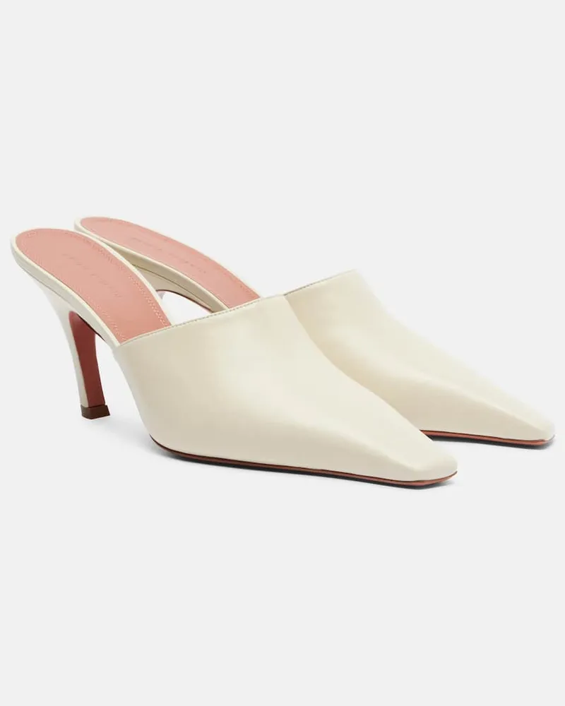 Amina Muaddi Mules Jamie 80 aus Leder Weiß