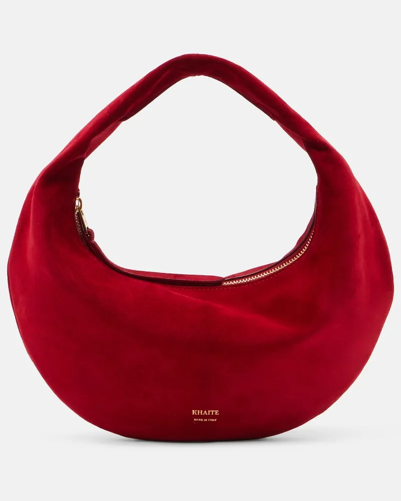KHAITE Schultertasche Olivia Mini aus Veloursleder Rot