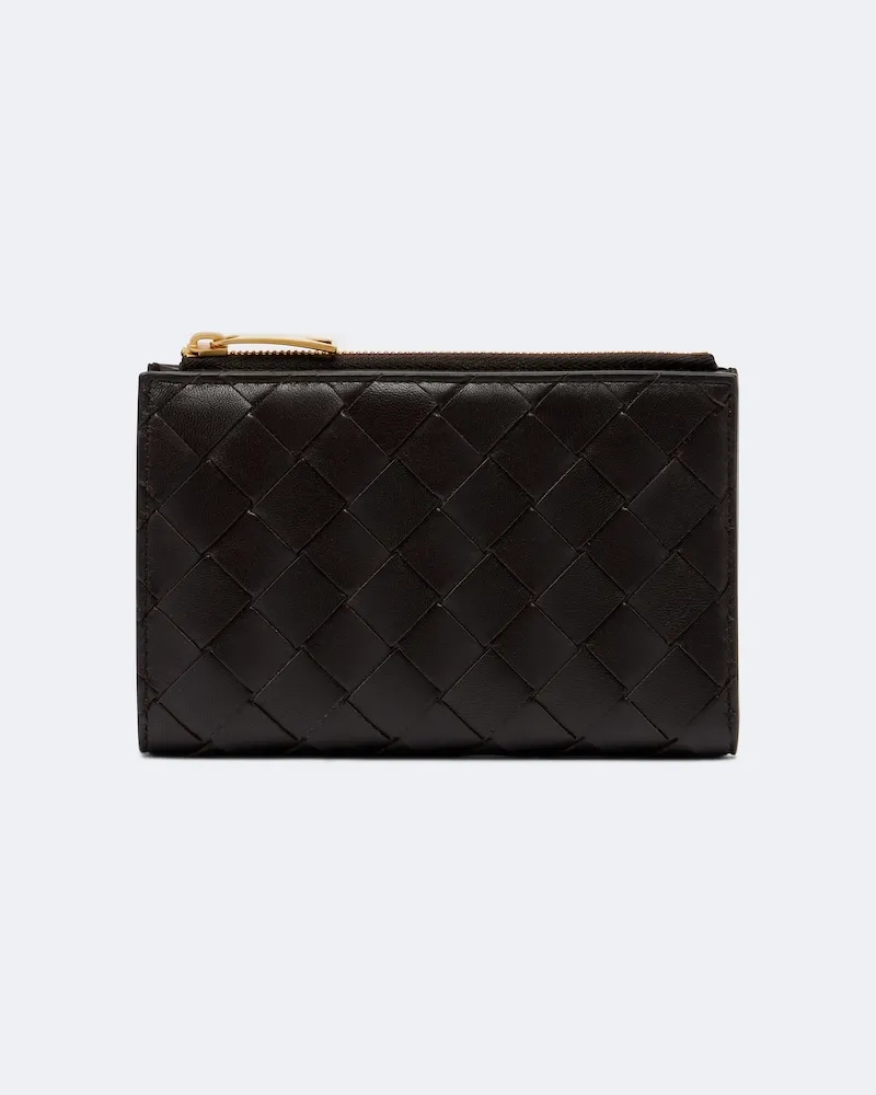 Bottega Veneta Portemonnaie Intrecciato Small aus Leder Braun